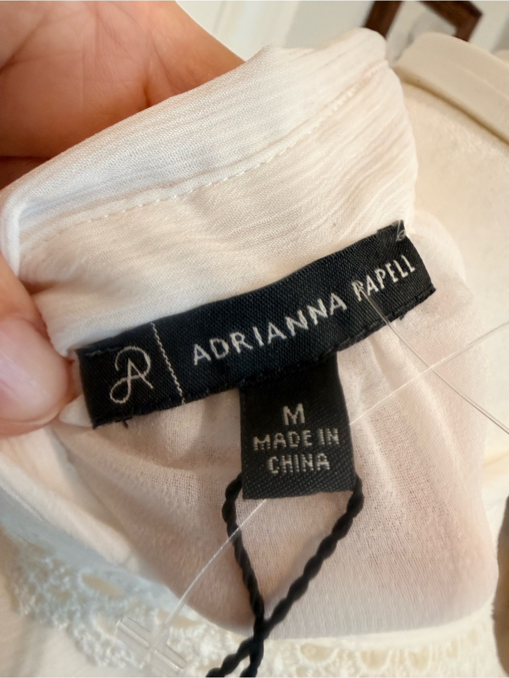 White Lace-Trim Button Front Top NWT - Picture 3 of 5